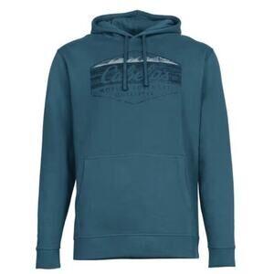 Cabelas Mountain Hoodie Sweatshirt Blue Teal Green Pullover Pockets Size Small